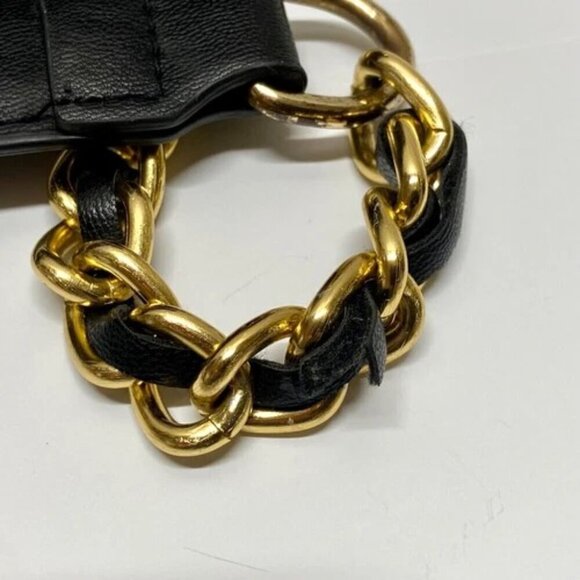 Bebe Gia Crossbody Shoulder Bag Quilted Faux Leather Gold Chain Strap Logo GUC - Picture 8 of 15